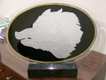 Boars Head Glass Desk Ordament